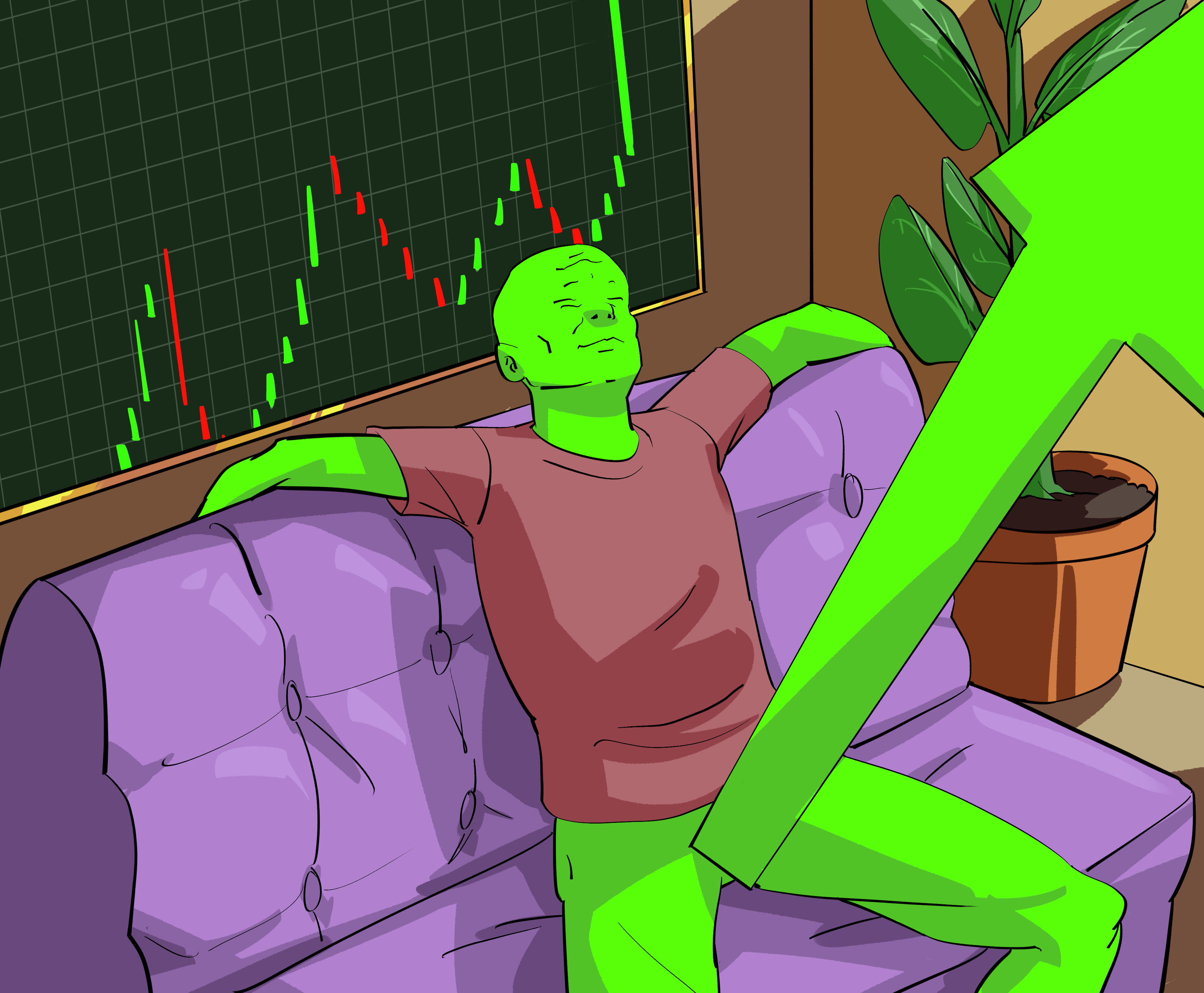 Chilling with green candles